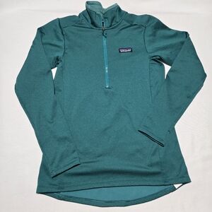 Patagonia Women's R1 Daily Long Sleeve Fleece Teal Green Half Zip Pullover sz S